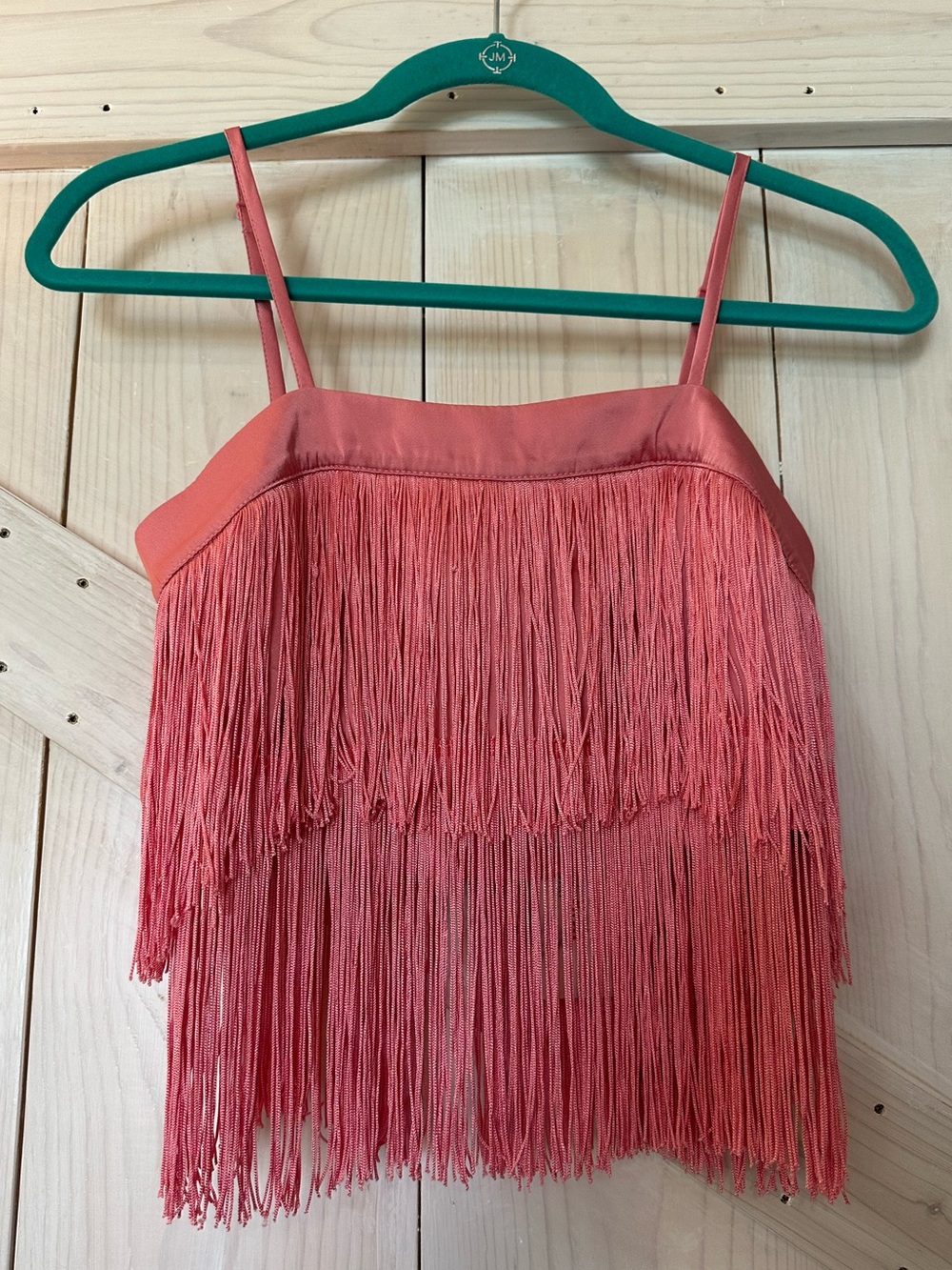 Pink fringe cowboy crop top extra small XS